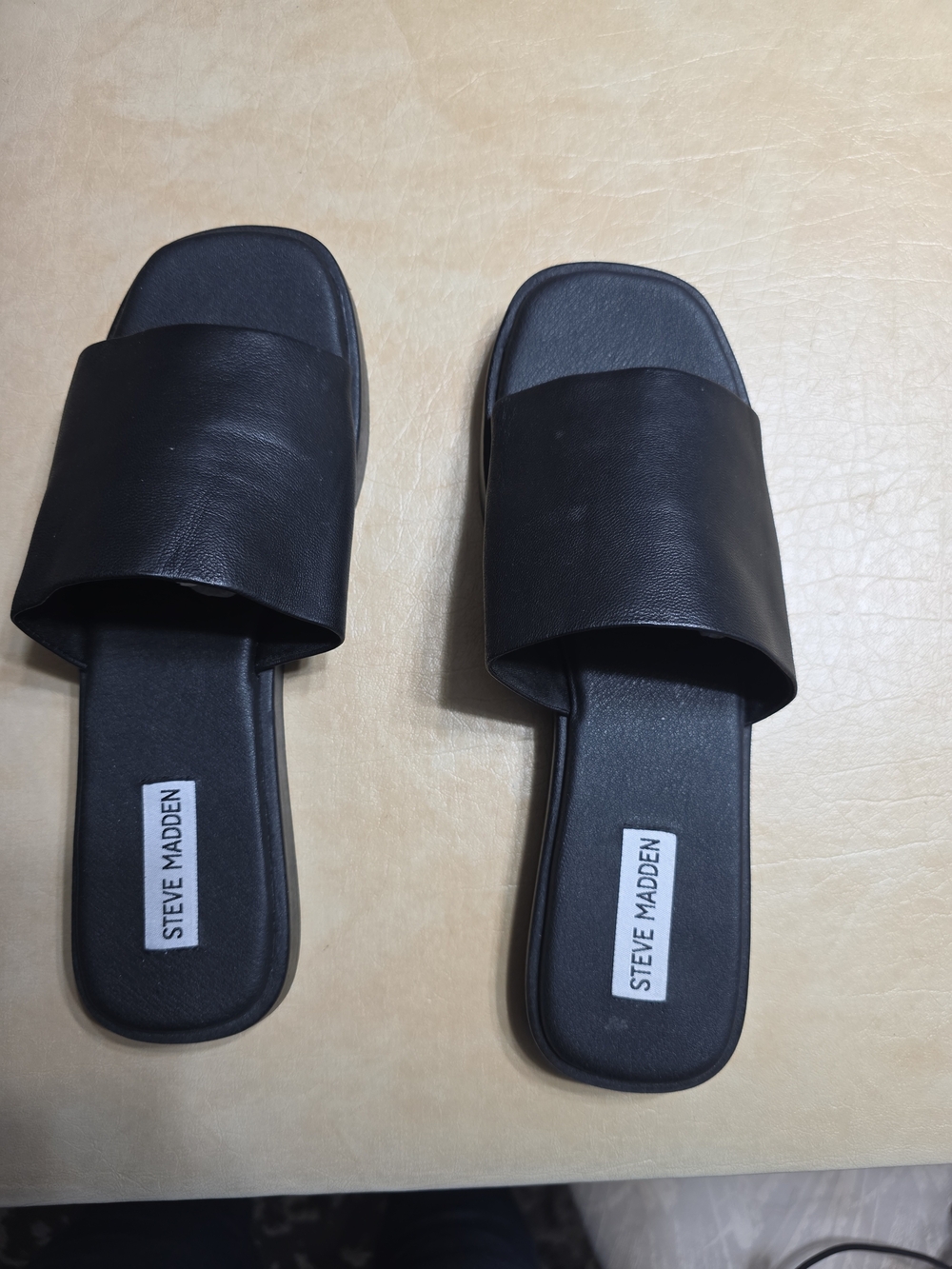Steve Madden Black Slide Sandals with Wide Strap